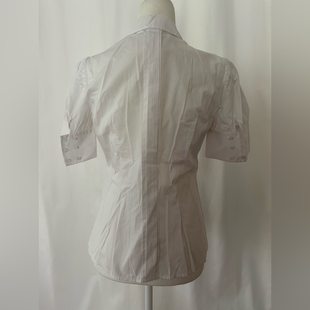 White Ruffle Button Down Blouse Moda International - image 3